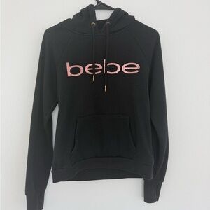 Bebe Black Sweatshirt with rose gold Lettering
